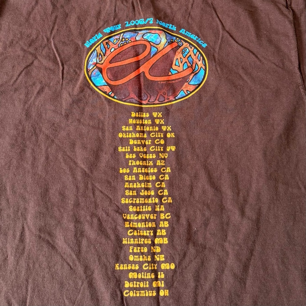 Eric Clapton Slowhand Psychedelic Brown Band Graphic Tee 2000s Y2K Tour Shirt - Picture 4 of 6